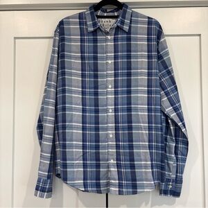Frank & Eileen Paul Men’s Button Down Shirt M Italian Cotton Blue Plaid